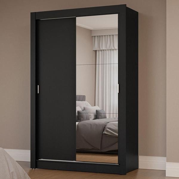 CLÓSET MDP CORREDIZA 205 X 117 X 51 CM NEGRO CON ESPEJO