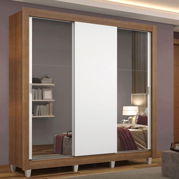 CLÓSET MDP CORREDIZA 215 X 170 X 46 CM BLANCO CON ESPEJO