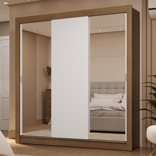 CLÓSET MDP CORREDIZO 205 X 170 X 51 CM BLANCO CON ESPEJO Y CAJÓNES