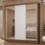 CLÓSET MDP CORREDIZO 205 X 170 X 51 CM BLANCO CON ESPEJO Y CAJÓNES