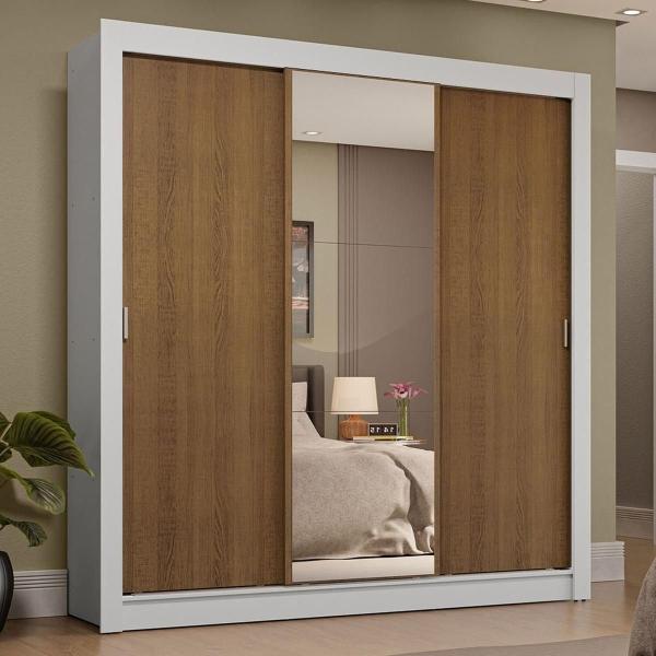CLÓSET MDP CORREDIZA 205 X 170 X 51 CM CAFÉ CON ESPEJO Y 4 CAJÓNES