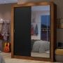 CLÓSET MDP CORREDIZO 205 X 117 X 51 CM NEGRO CON ESPEJO Y 2 CAJÓNES
