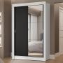 CLÓSET MDP CORREDIZA 205 X 117 X 51 CM NEGRO CON ESPEJO Y 2 CAJÓNES