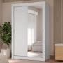 CLÓSET MDP CORREDIZA 205 X 117 X 51 CM BLANCO CON ESPEJO Y 4 CAJÓNES
