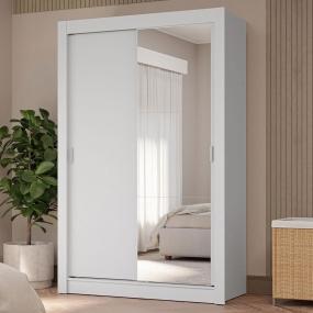 CLÓSET MDP CORREDIZA 205 X 117 X 51 CM BLANCO CON ESPEJO Y 4 CAJÓNES
