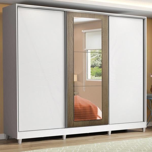 CLÓSET MDP CORREDIZO 228 X 231 X 55 CM BLANCO CON ESPEJO Y 4 CAJÓNES