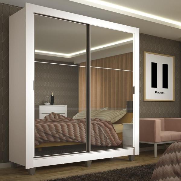 CLÓSET MDP CORREDIZO 215 X 117 X 46 CM BLANCO CON ESPEJO