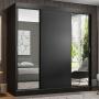 CLÓSET MDP CORREDIZO 205 X 180 X 54 CM NEGRO CON ESPEJO Y 4 CAJÓNES