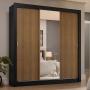 CLÓSET MDP CORREDIZA 205 X 170 X 51 CM CAFÉ CON ESPEJO Y 4 CAJÓNES