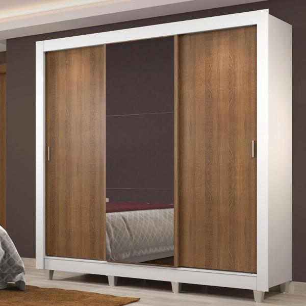 CLÓSET MDP CORREDIZA 215 X 170 X 46 CM CAFÉ CON ESPEJO Y 4 CAJÓNES