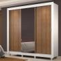 CLÓSET MDP CORREDIZA 215 X 170 X 46 CM CAFÉ CON ESPEJO Y 4 CAJÓNES