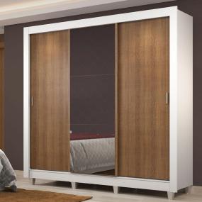 CLÓSET MDP CORREDIZA 215 X 170 X 46 CM CAFÉ CON ESPEJO Y 4 CAJÓNES