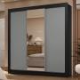 CLÓSET MDP CORREDIZA 205 X 170 X 51 CM GRIS CON ESPEJO Y 2 CAJÓNES