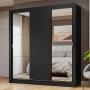 CLÓSET MDP CORREDIZA 205 X 170 X 51 CM NEGRO CON 2 ESPEJOS