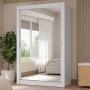 CLÓSET MDP CORREDIZA 205 X 117 X 51 CM BLANCO CON ESPEJO Y 4 CAJÓNES