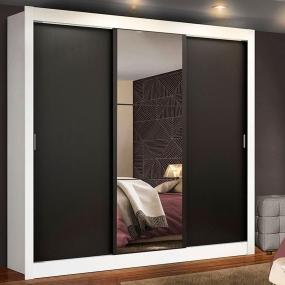 CLÓSET MDP CORREDIZO 205 X 170 X 46 CM NEGRO CON ESPEJO