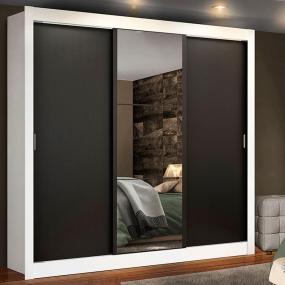 CLÓSET MDP CORREDIZO 205 X 170 X 46 CM NEGRO CON ESPEJO Y 4 CAJÓNES