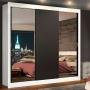 CLÓSET MDP CORREDIZA 205 X 170 X 46 CM NEGRO Y BLANCO CON ESPEJO Y 2 CAJÓNES