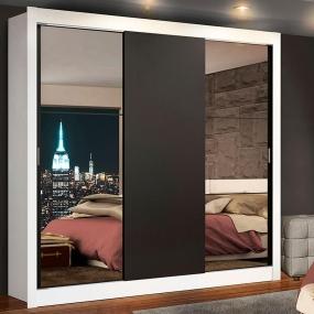 CLÓSET MDP CORREDIZA 205 X 170 X 46 CM NEGRO Y BLANCO CON ESPEJO Y 2 CAJÓNES