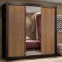 CLÓSET MDP CORREDIZO 205 X 170 X 46 CM CAFÉ CON ESPEJO Y 4 CAJÓNES