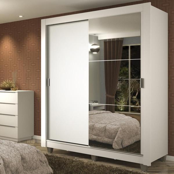 CLÓSET MDP CORREDIZA 215 X 117 X 46 CM BLANCO CON ESPEJO Y 4 CAJÓNES