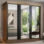 CLÓSET MDP CORREDIZO 205 X 180 X 54 CM CAFÉ CON ESPEJO Y CAJÓNES