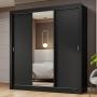 CLÓSET MDP CORREDIZA 205 X 170 X 51 CM NEGRO CON ESPEJO