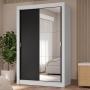 CLÓSET MDP CORREDIZO 205 X 117 X 51 CM NEGRO CON ESPEJO Y 4 CAJÓNES