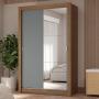 CLÓSET MDP CORREDIZA 205 X 117 X 51 CM GRIS CON ESPEJO Y 4 CAJÓNES