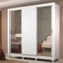 CLÓSET MDP CORREDIZA 215 X 170 X 51 CM BLANCO CON ESPEJO Y 4 CAJÓNES
