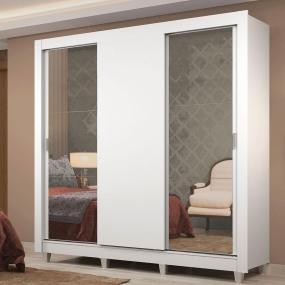 CLÓSET MDP CORREDIZA 215 X 170 X 51 CM BLANCO CON ESPEJO Y 4 CAJÓNES
