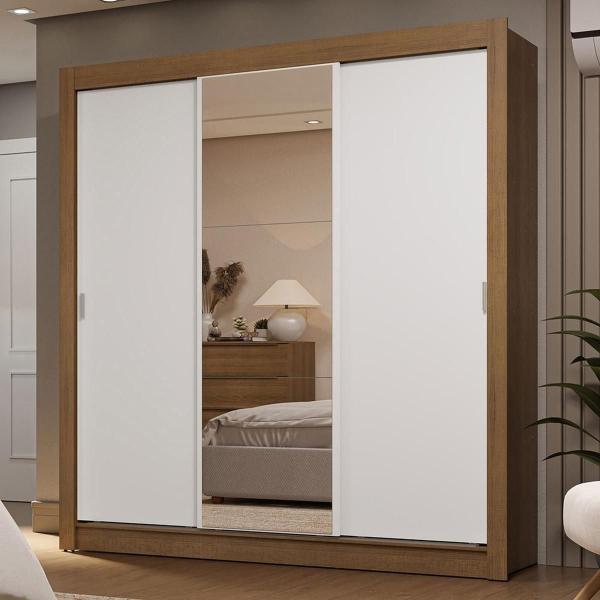 CLÓSET MDP CORREDIZA 205 X 170 X 51 CM BLANCO CON ESPEJO Y 2 CAJÓNES