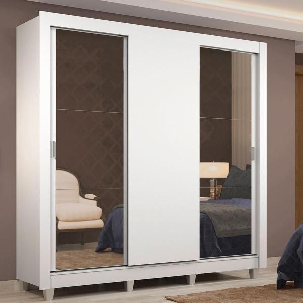 CLÓSET MDP CORREDIZA 215 X 170 X 46 CM BLANCO CON ESPEJO Y 2 CAJÓNES