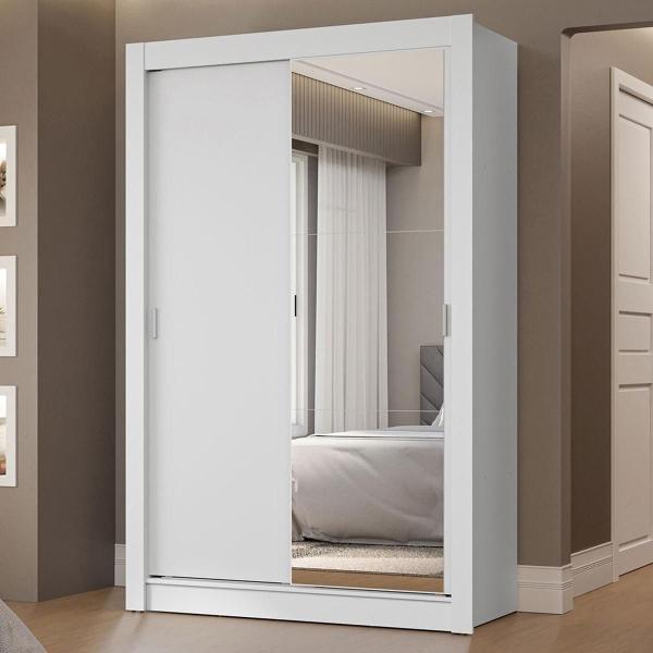 CLÓSET MDP CORREDIZA 205 X 117 X 51 CM BLANCO CON ESPEJO Y 2 CAJÓNES