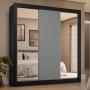 CLÓSET MDP CORREDIZA 205 X 170 X 51 CM GRIS CON 2 ESPEJOS Y 4 CAJÓNES