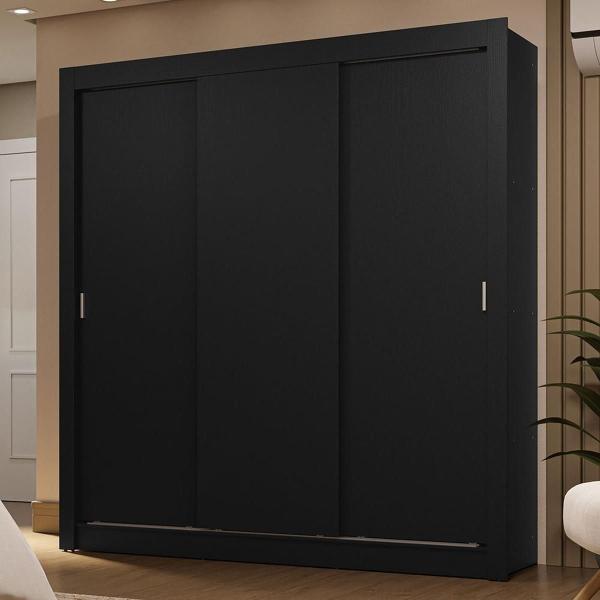 CLÓSET MDP CORREDIZA 205 X 170 X 51 CM NEGRO CON 2 CAJÓNES
