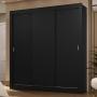 CLÓSET MDP CORREDIZA 205 X 170 X 51 CM NEGRO CON 2 CAJÓNES