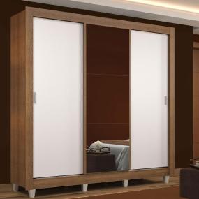 CLÓSET MDP CORREDIZA 215 X 170 X 51 CM BLANCO CON ESPEJO CON PIES