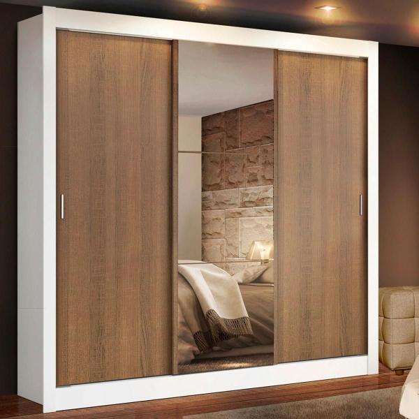 CLÓSET MDP CORREDIZO 205 X 170 X 47 CM CAFÉ CON ESPEJO Y 2 CAJÓNES