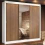 CLÓSET MDP CORREDIZO 205 X 170 X 47 CM CAFÉ CON ESPEJO Y 2 CAJÓNES
