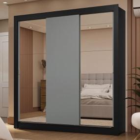 CLÓSET MDP CORREDIZA 205 X 170 X 51 CM GRIS CON 2 ESPEJOS Y 2 CAJÓNES