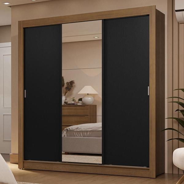 CLÓSET MDP CORREDIZO 205 X 170 X 51 CM BLANCO CON ESPEJO Y 2 CAJÓNES