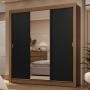 CLÓSET MDP CORREDIZO 205 X 170 X 51 CM BLANCO CON ESPEJO Y 2 CAJÓNES