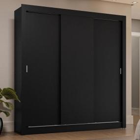 CLÓSET MDP CORREDIZO 205 X 170 X 51 CM NEGRO CON 4 CAJÓNES