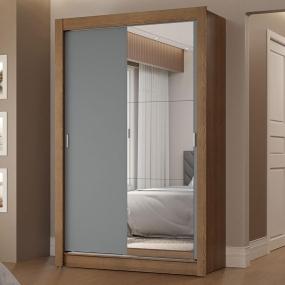 CLÓSET MDP CORREDIZO 205 X 117 X 51 CM GRIS CON ESPEJO Y 2 CAJÓNES