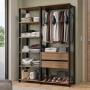 CLÓSET MDP MODULAR 180 X 129 X 45 CM NEGRO Y MARRÓN 2 CAJONES