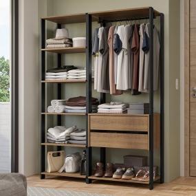 CLÓSET MDP MODULAR 180 X 129 X 45 CM NEGRO Y MARRÓN 2 CAJONES