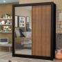 CLÓSET MDP CORREDIZO 205 X 117 X 46 CM CAFÉ CON ESPEJO Y 4 CAJÓNES