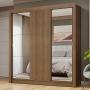 CLÓSET MDP CORREDIZO 205 X 170 X 51 CM CAFÉ CON ESPEJO