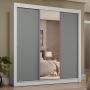 CLÓSET MDP CORREDIZA 205 X 170 X 51 CM GRIS CON ESPEJO Y 4 CAJÓNES